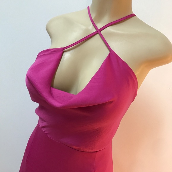 ‼️ Silky Fushia Maxi Dress Criss Cross Straps - Picture 2 of 5